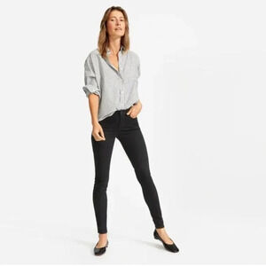 Everlane The Authentic Stretch Mid-Rise Skinny Ankle Jeans Black Sz 23 27”inseam